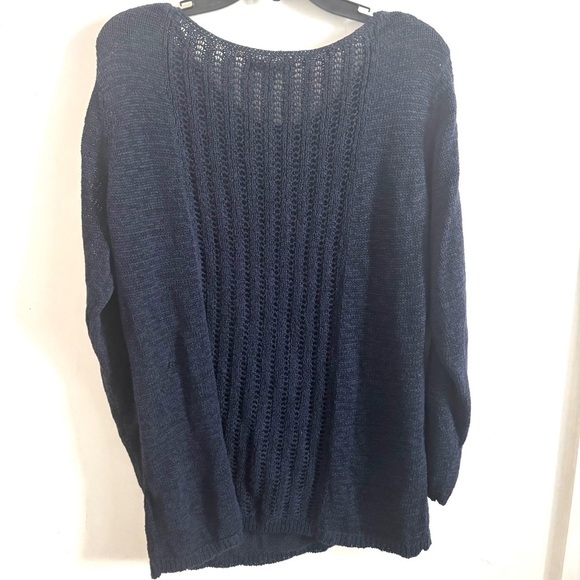Rachel Zoe Sweater Womens Navy Open Knit XXL preppy capsule classic Fall Coastal - Picture 2 of 6